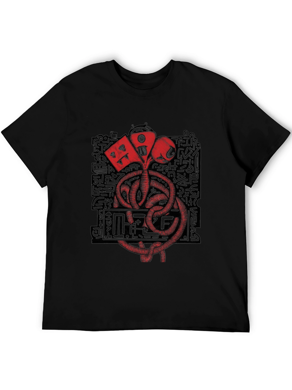 Graphic Print Crew Neck T-Shirt - Black