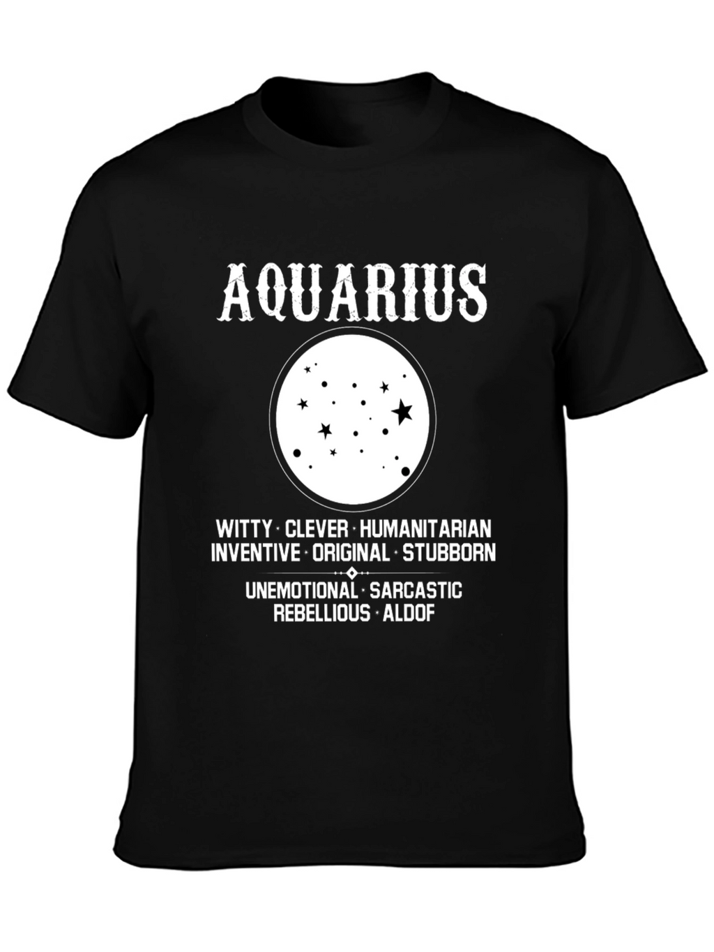 Aquarius Zodiac Star Sign Black T-Shirt