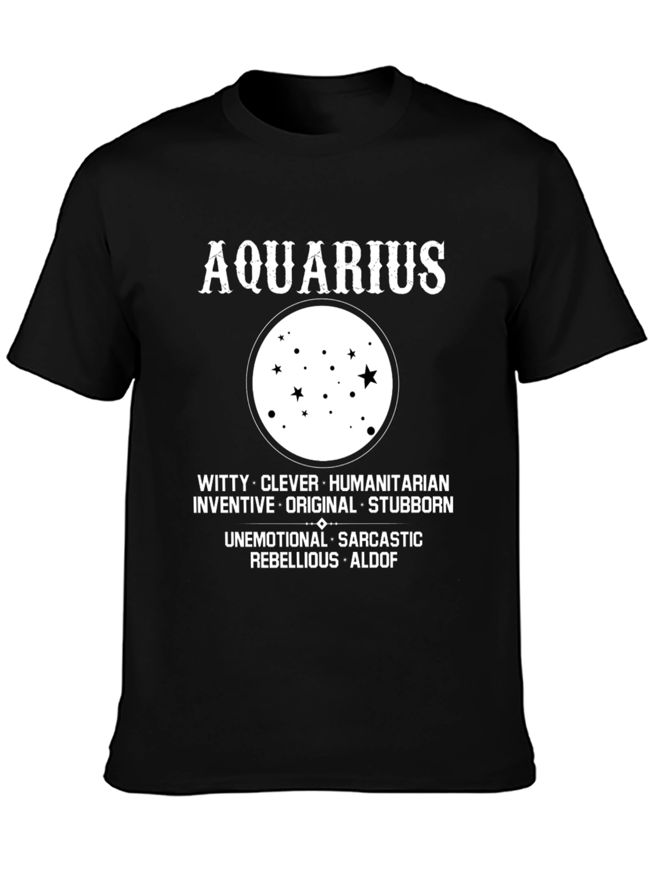 Aquarius Zodiac Star Sign Black T-Shirt
