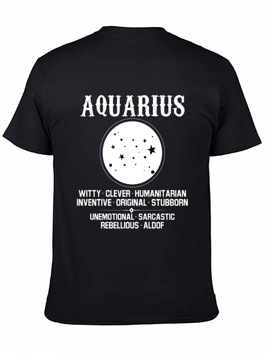 Aquarius Zodiac Star Sign Black T-Shirt