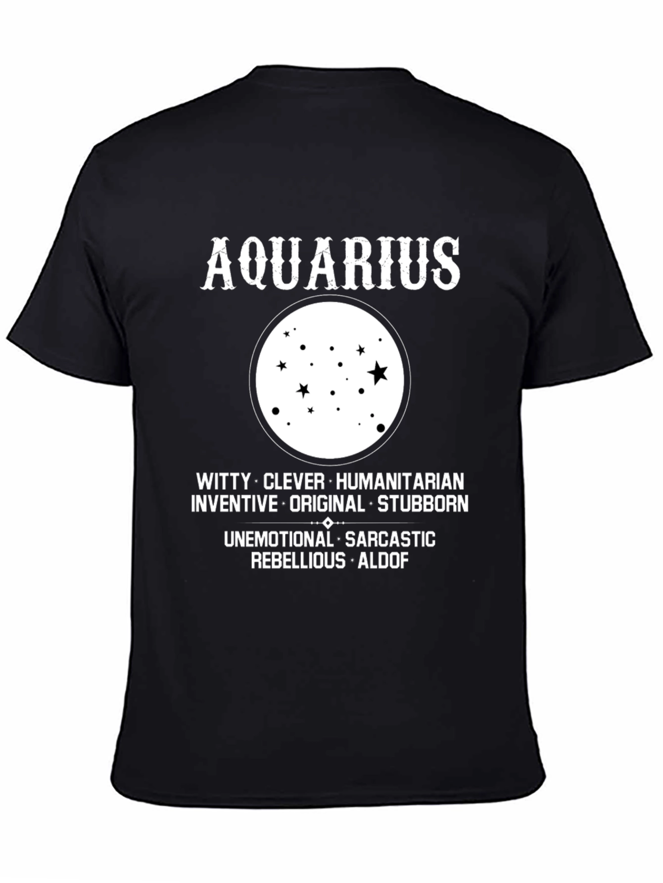 Aquarius Zodiac Star Sign Black T-Shirt