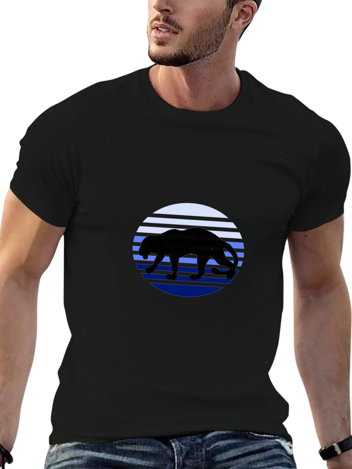Panther Sunset T-Shirt - Black Graphic Tee