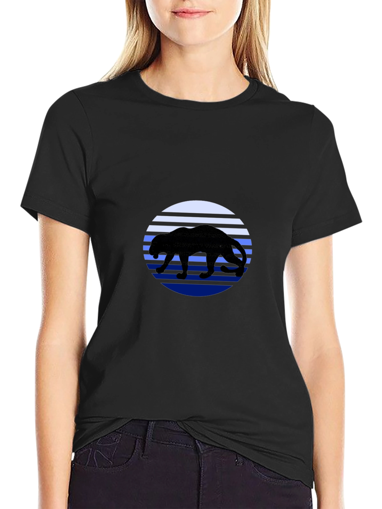 Panther Sunset T-Shirt - Black Graphic Tee