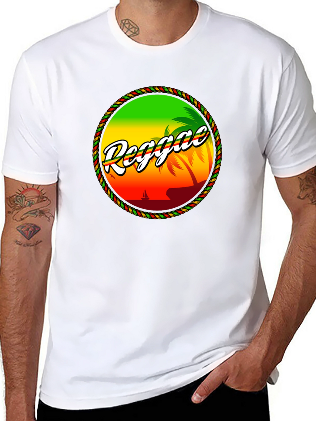 Reggae Island Graphic T-Shirt - Tropical Beach Design