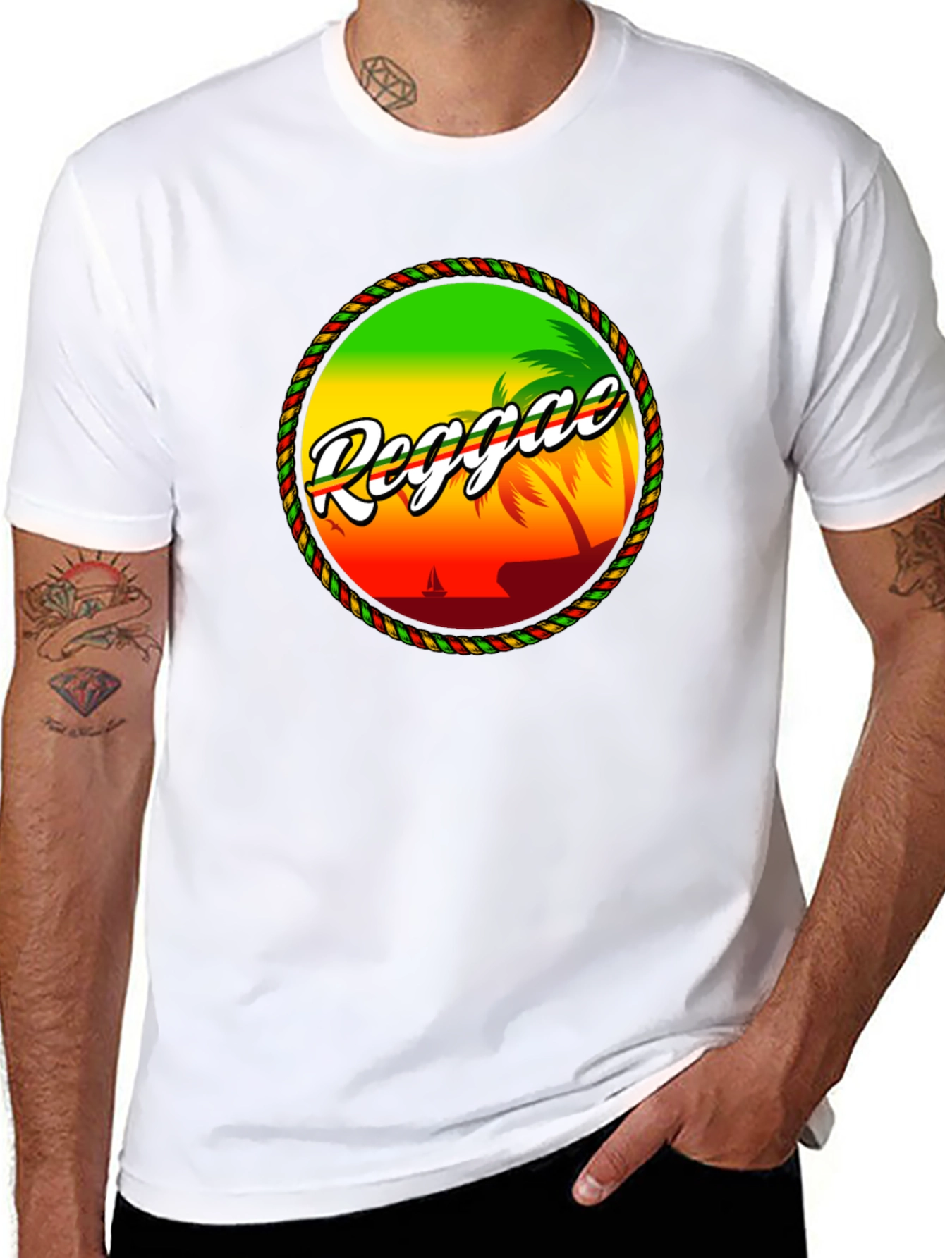 Reggae Island Graphic T-Shirt - Tropical Beach Design