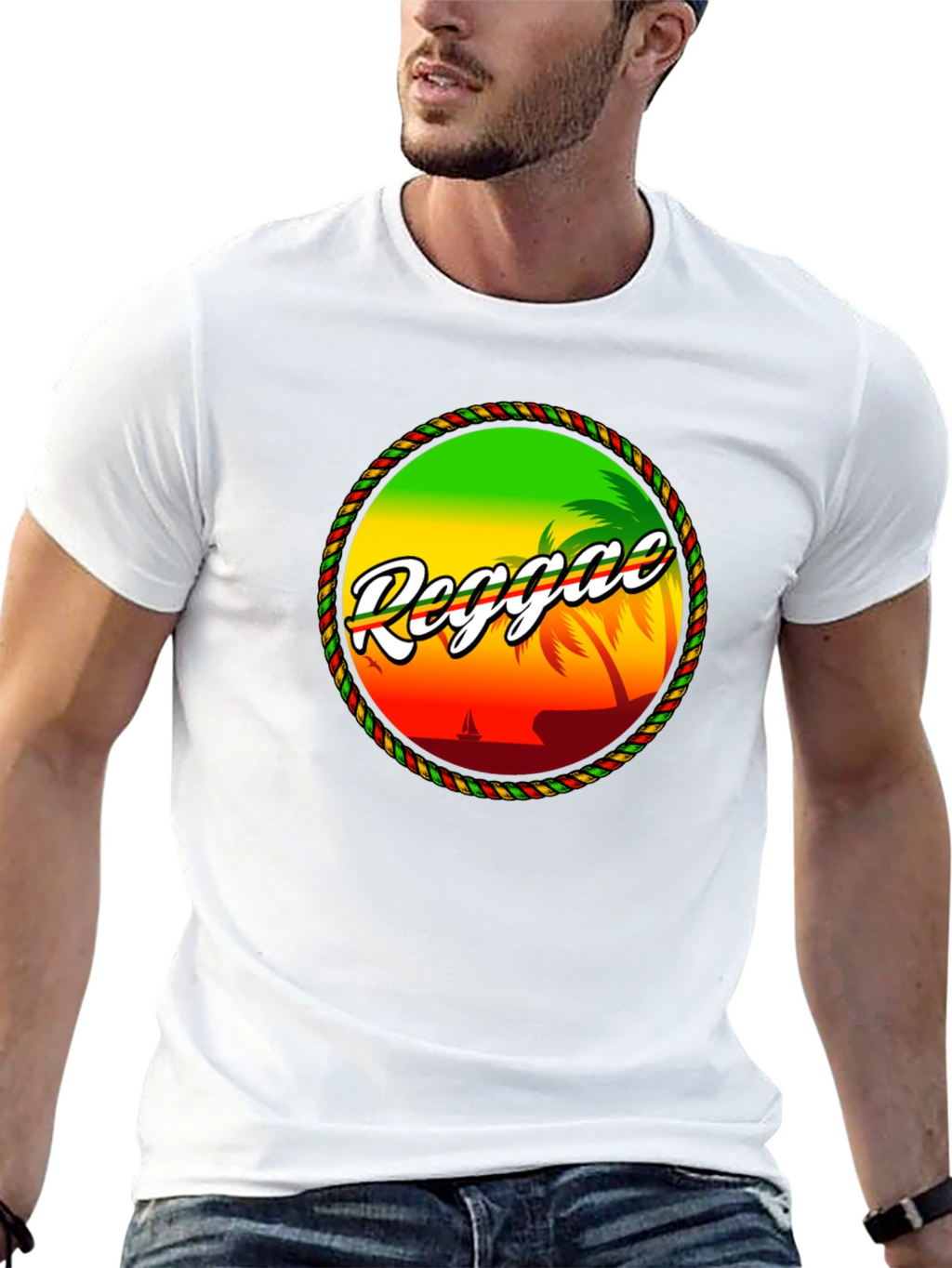 Reggae Island Graphic T-Shirt - Tropical Beach Design