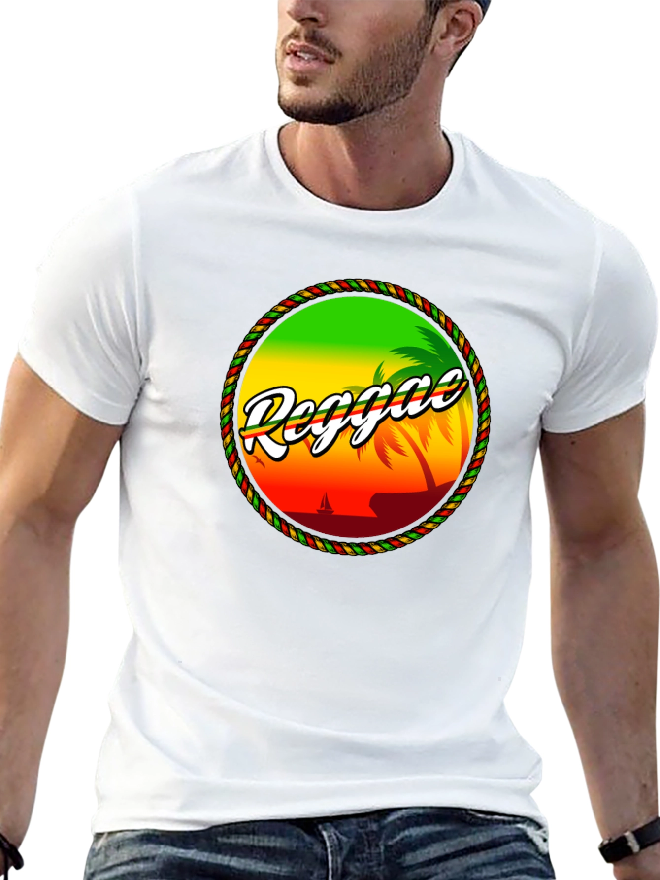 Reggae Island Graphic T-Shirt - Tropical Beach Design