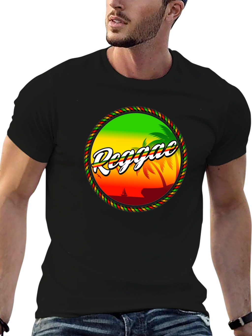 Reggae Island Graphic T-Shirt - Tropical Beach Design