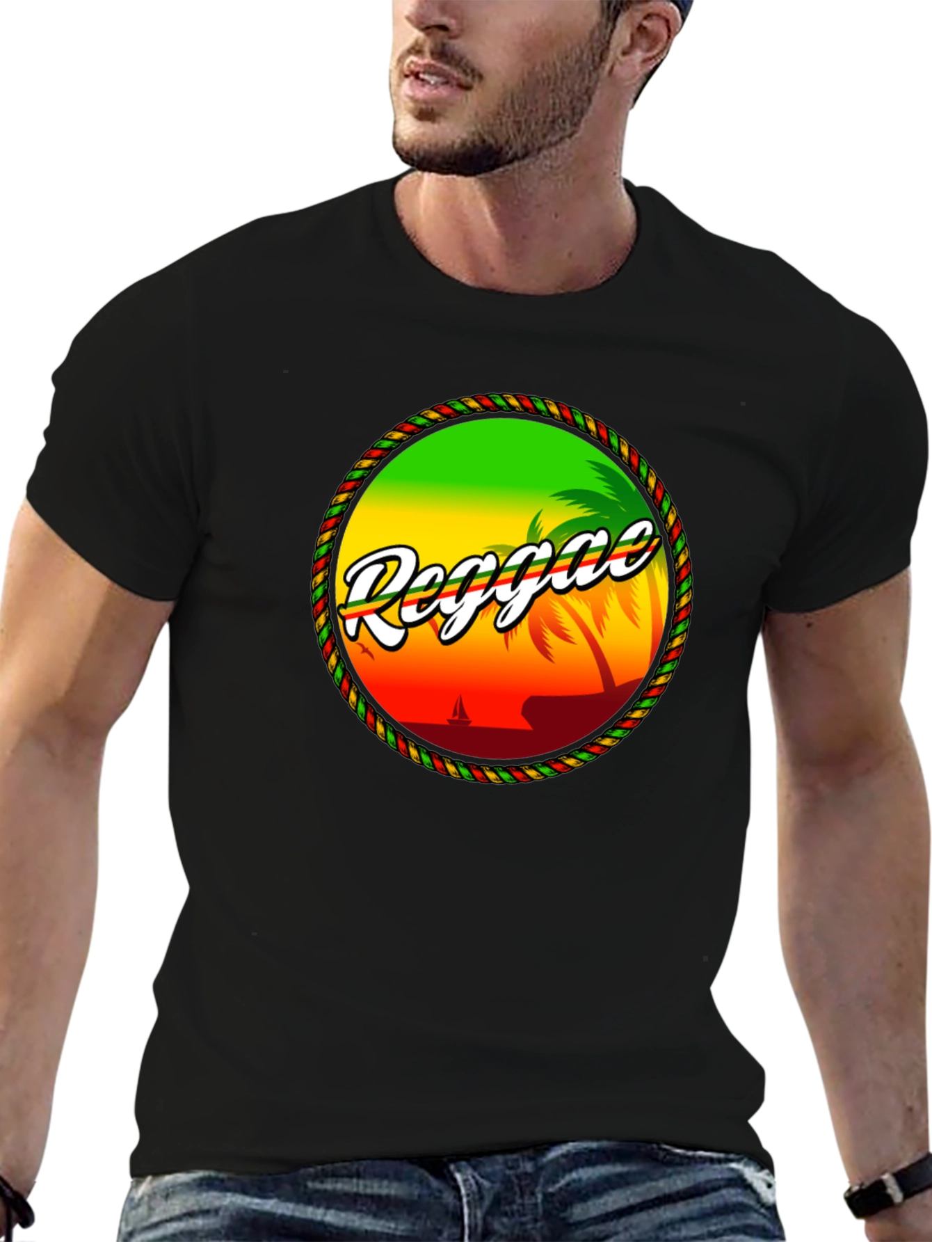 Reggae Island Graphic T-Shirt - Tropical Beach Design