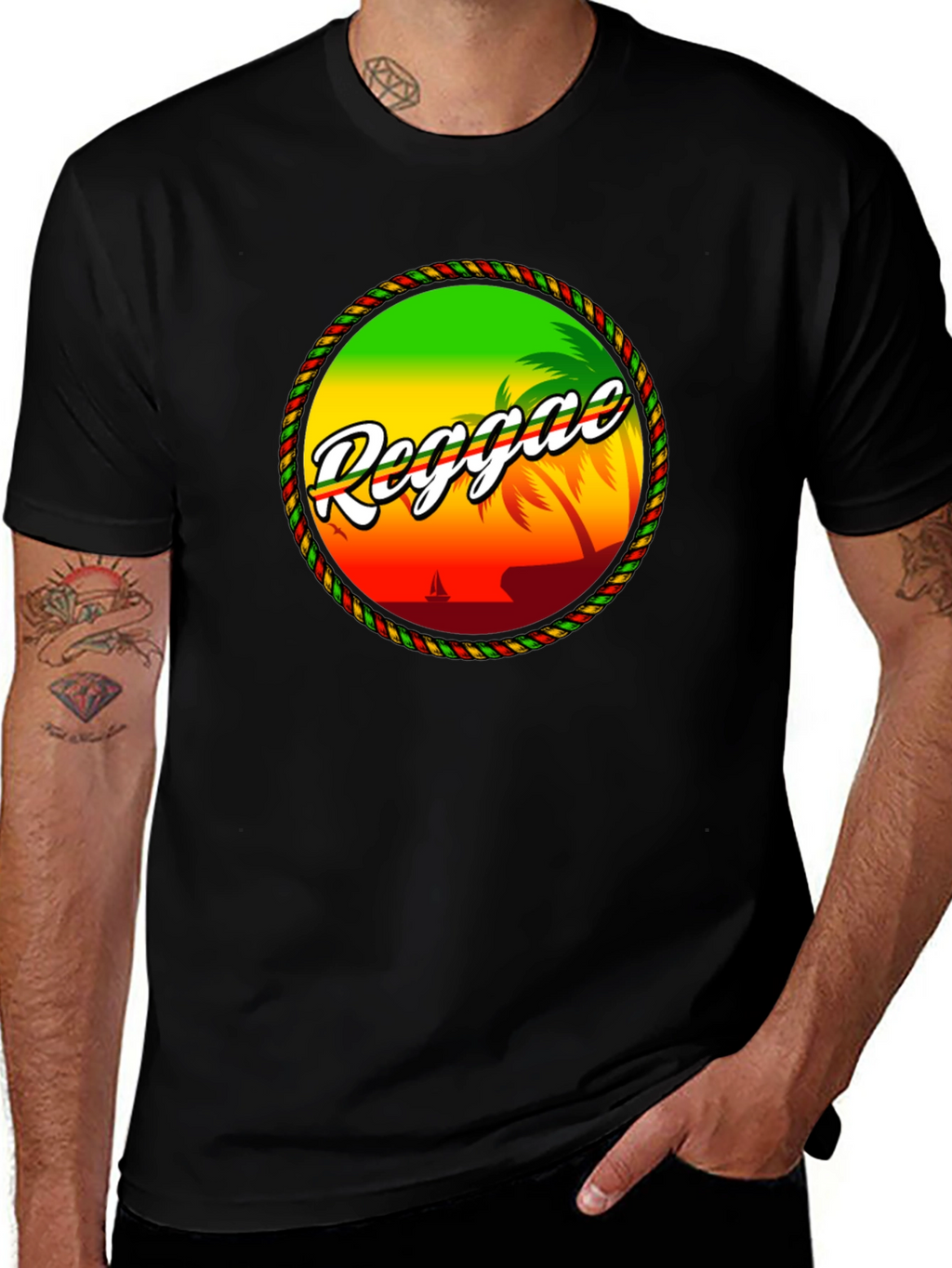 Reggae Island Graphic T-Shirt - Tropical Beach Design