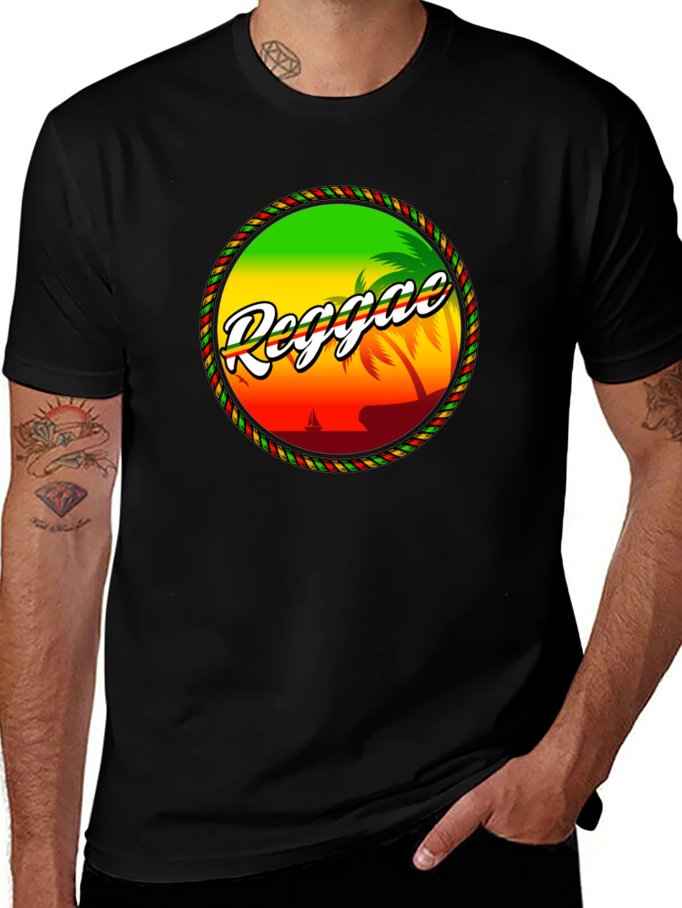Reggae Island Graphic T-Shirt - Tropical Beach Design