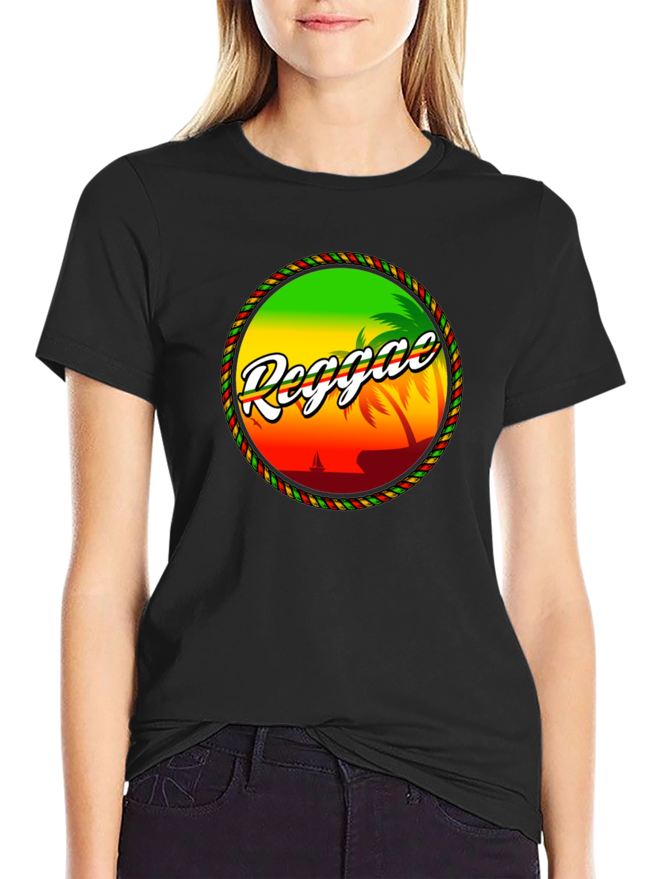Reggae Island Graphic T-Shirt - Tropical Beach Design