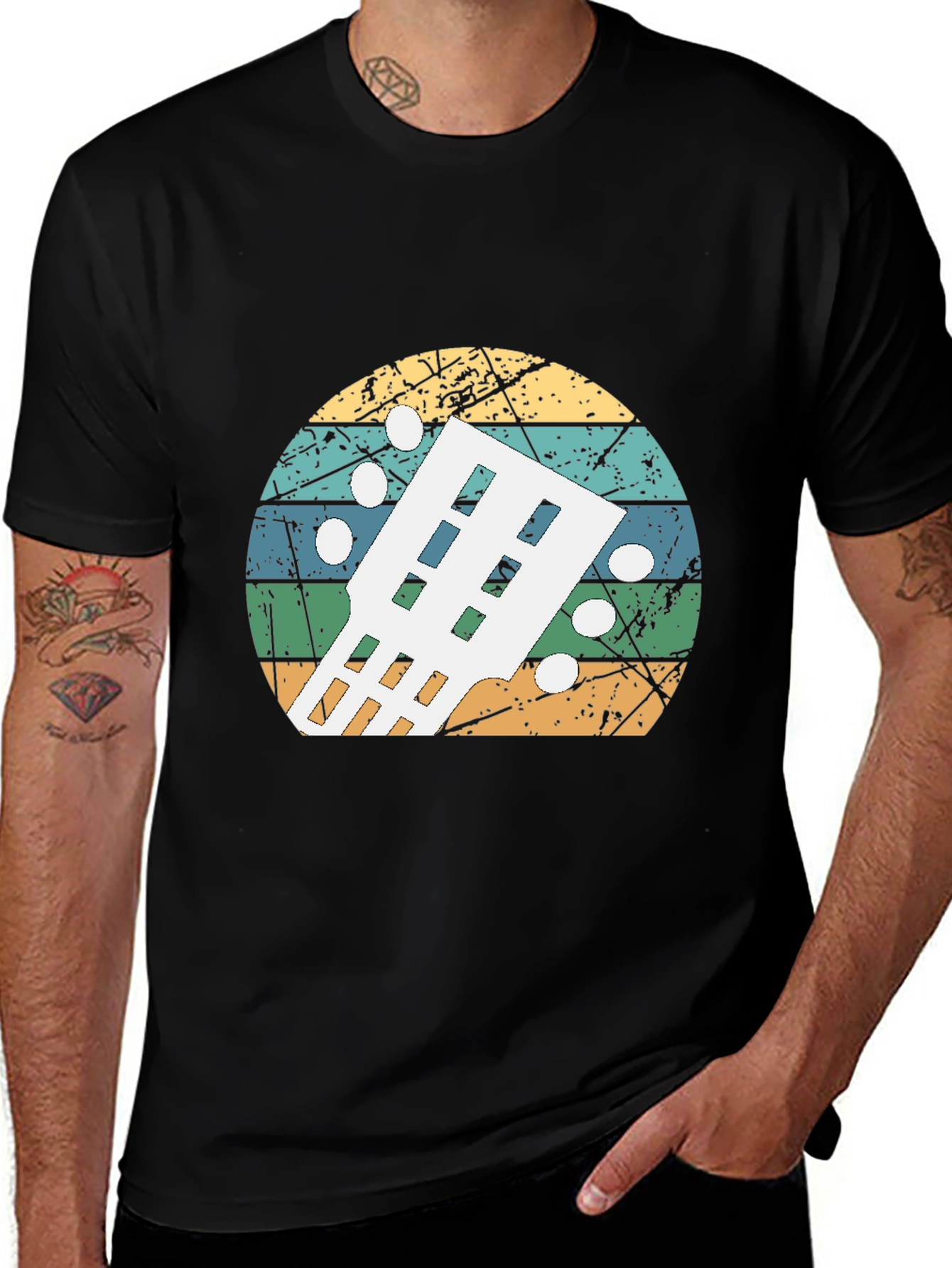 Retro Guitar Headstock T-Shirt - Musician Gift