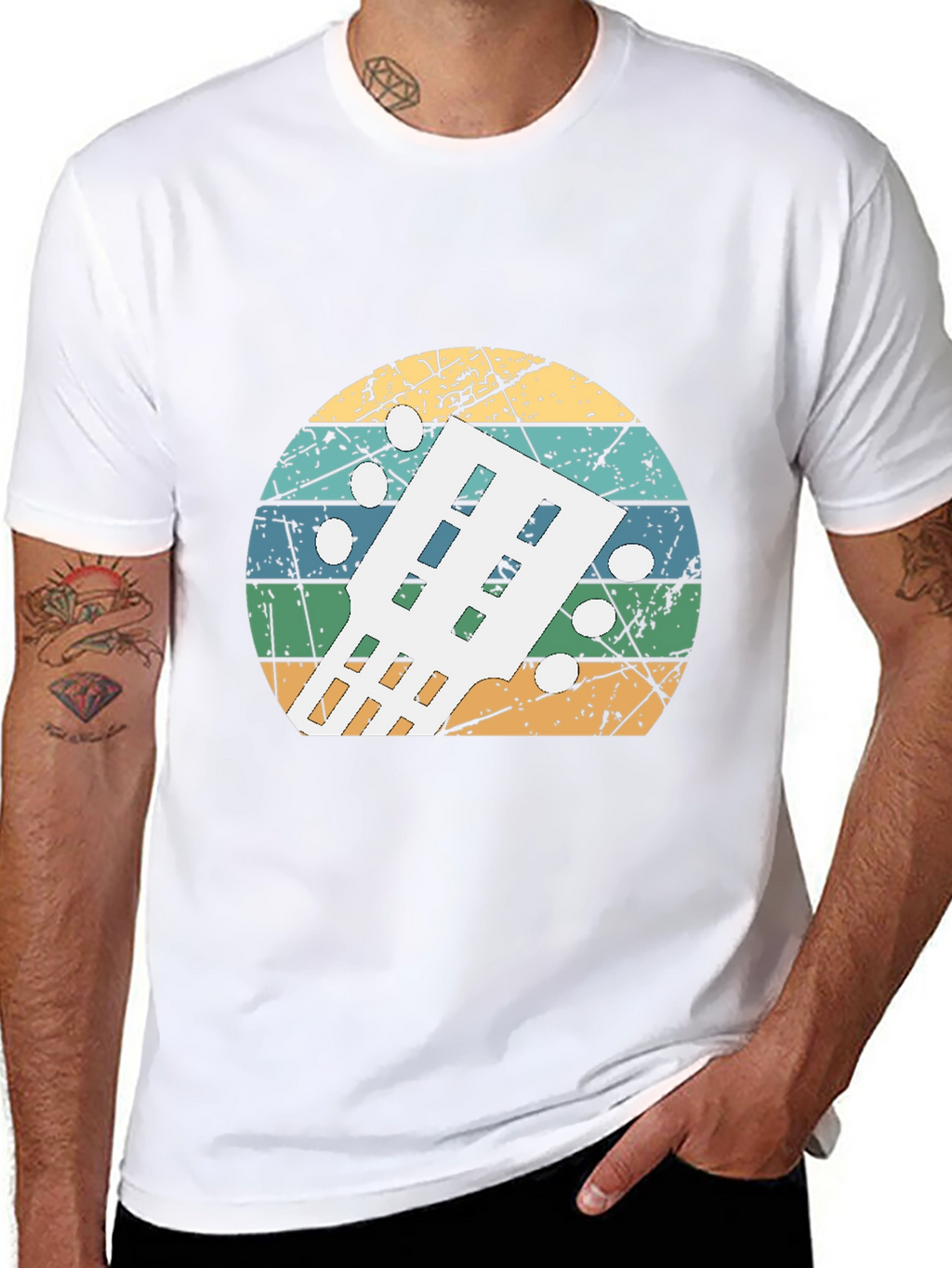 Retro Guitar Headstock T-Shirt - Musician Gift
