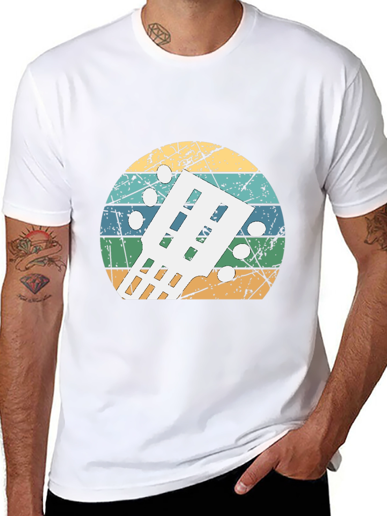 Retro Guitar Headstock T-Shirt - Musician Gift