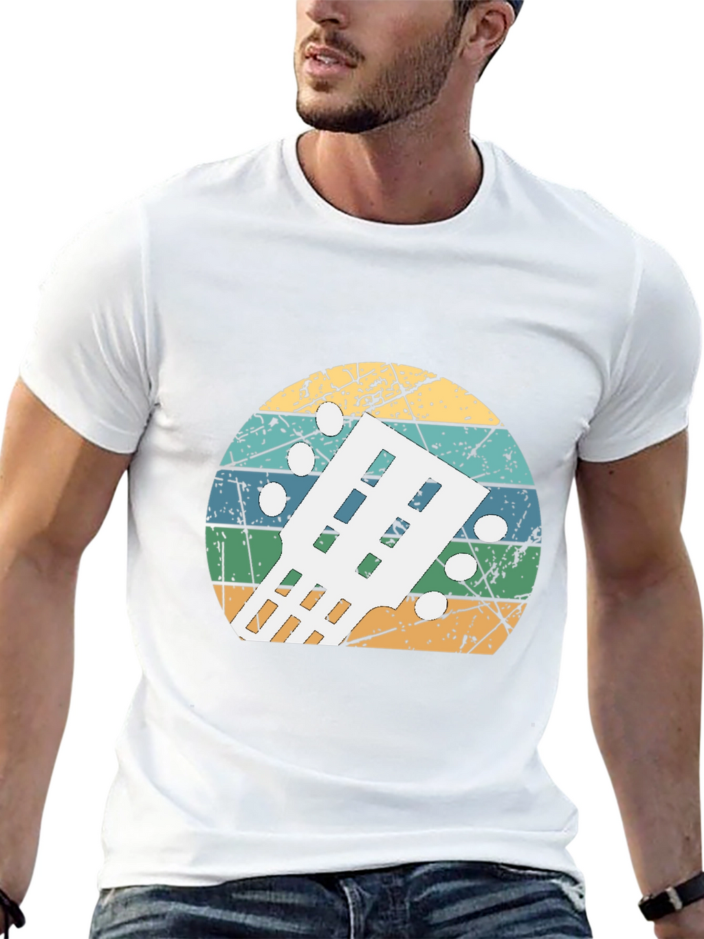Retro Guitar Headstock T-Shirt - Musician Gift