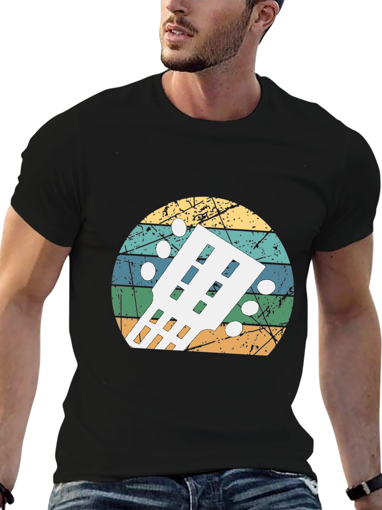Retro Guitar Headstock T-Shirt - Musician Gift