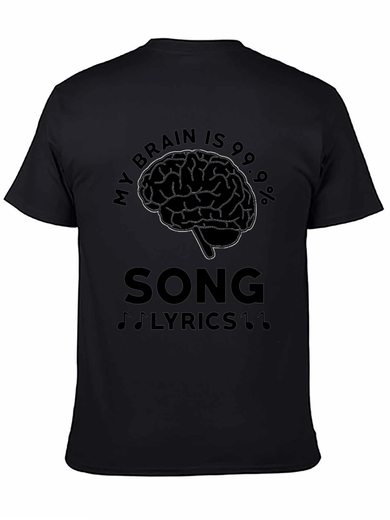 Brain Song Lyrics Mens Black T-Shirt