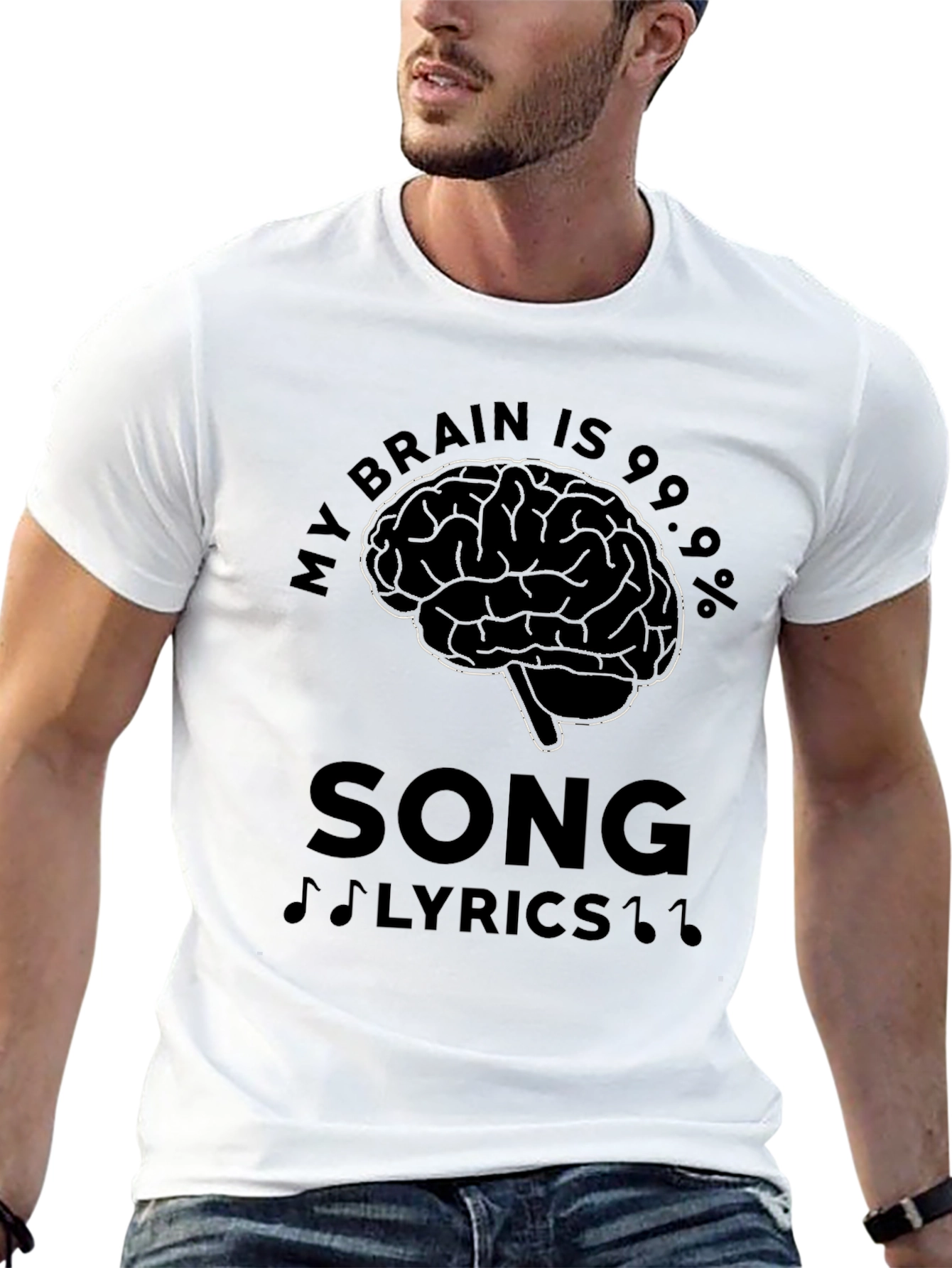 Brain Song Lyrics Mens Black T-Shirt