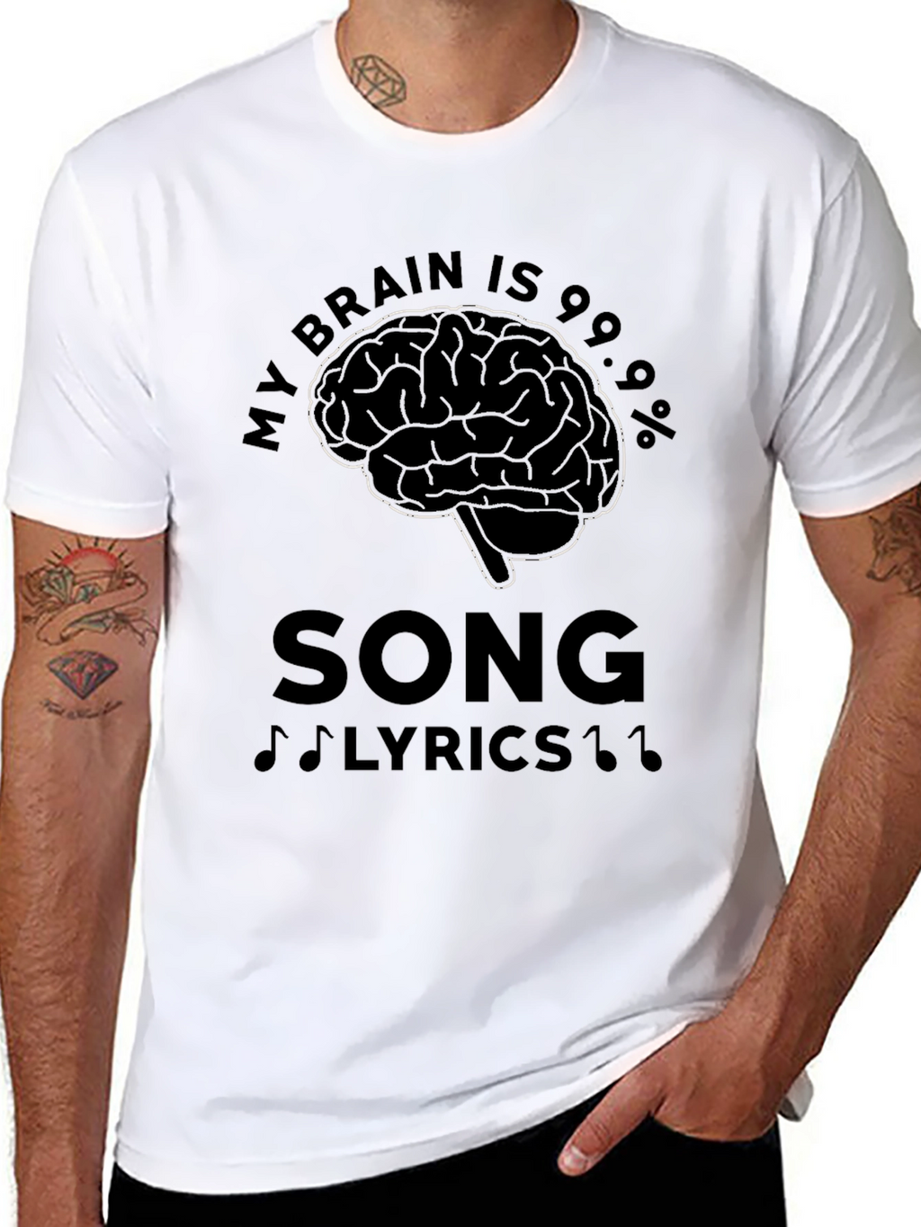 Brain Song Lyrics Mens Black T-Shirt