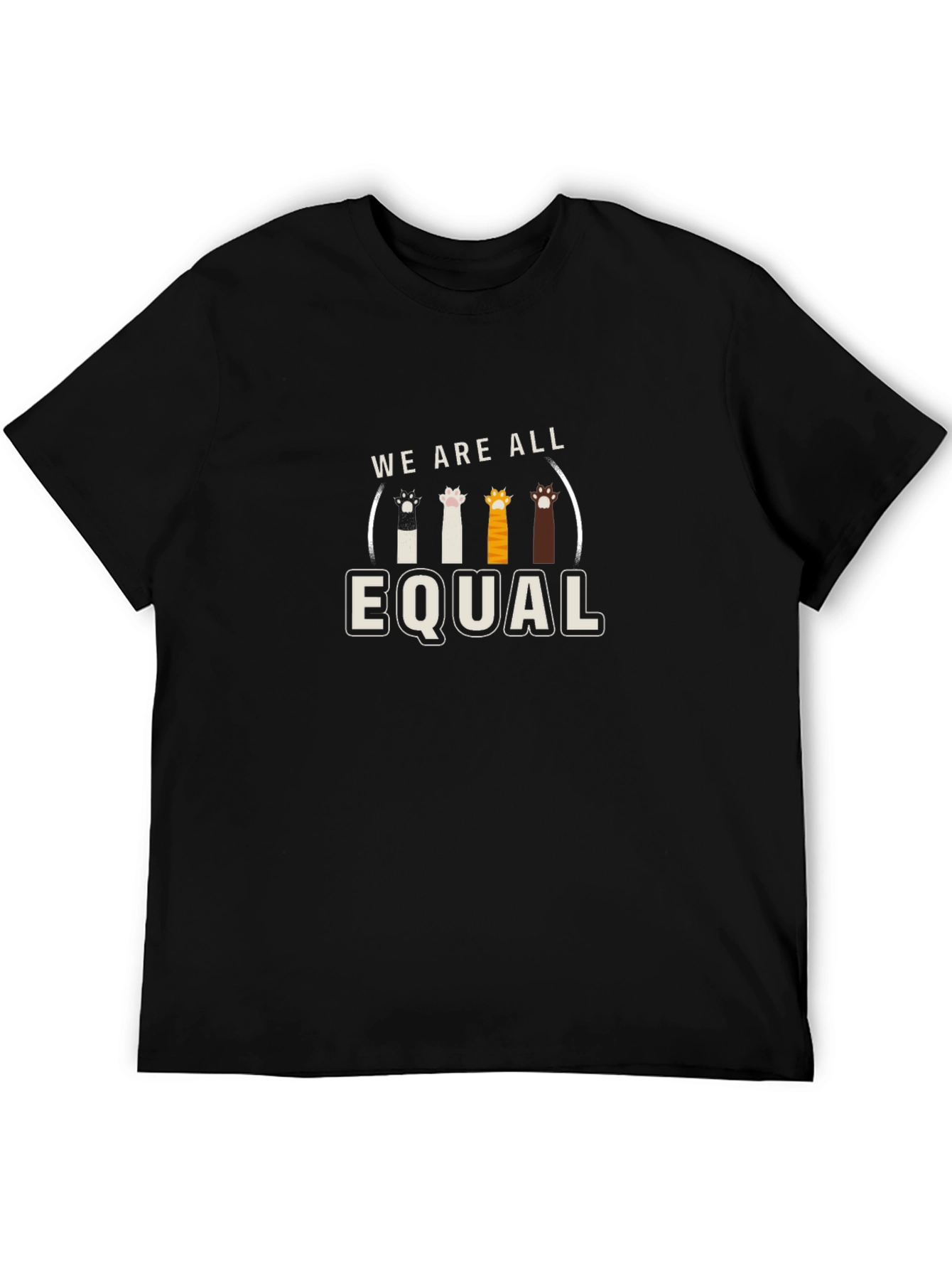 We Are All Equal Cat Paw Print T-Shirt
