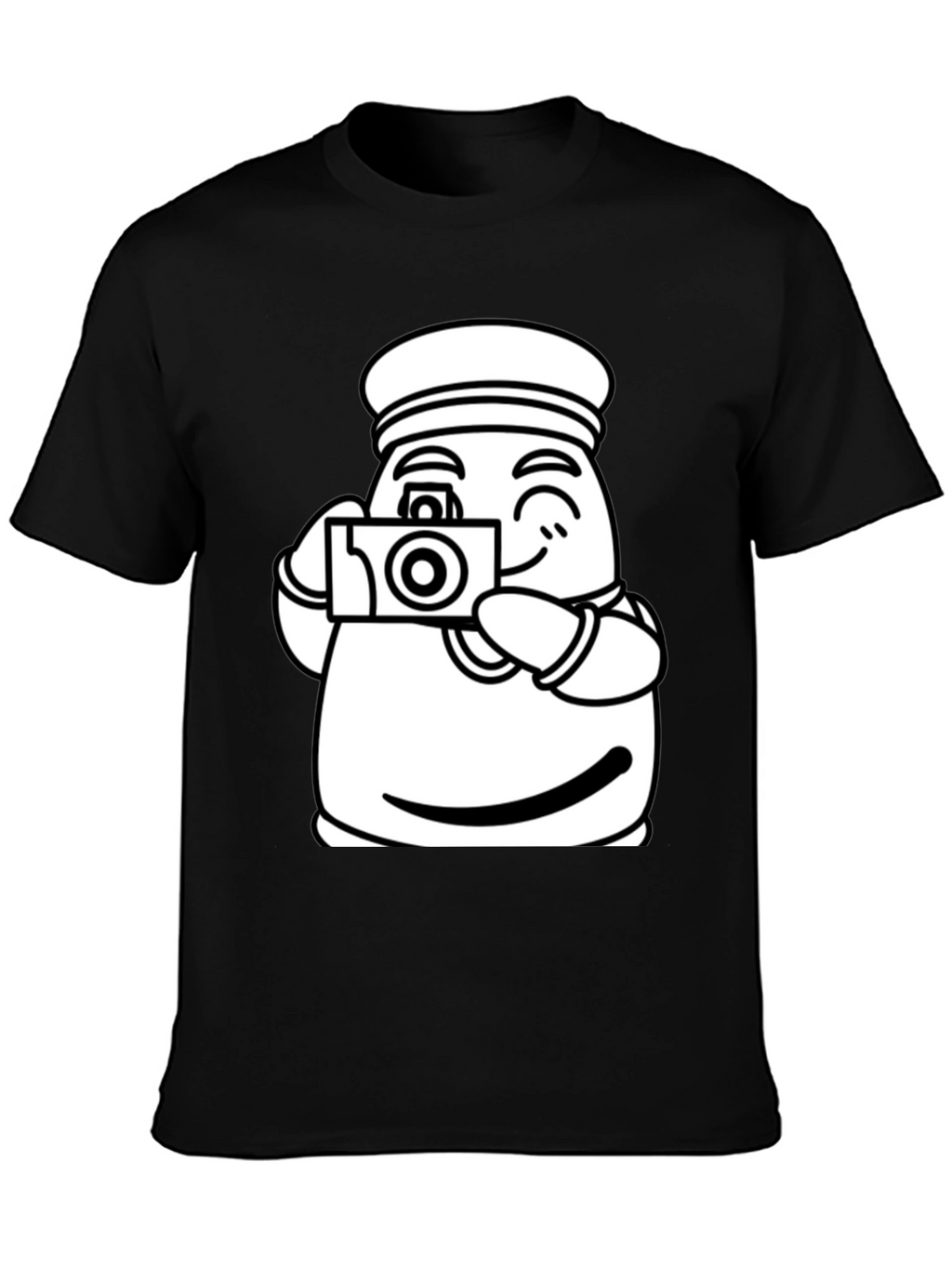 Cartoon Sailor Photographer Black T-Shirt