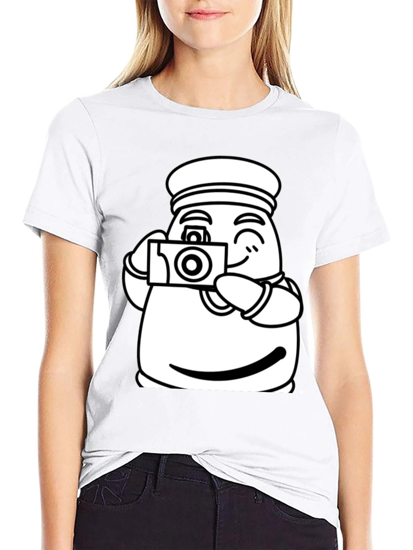 Cartoon Sailor Photographer Black T-Shirt