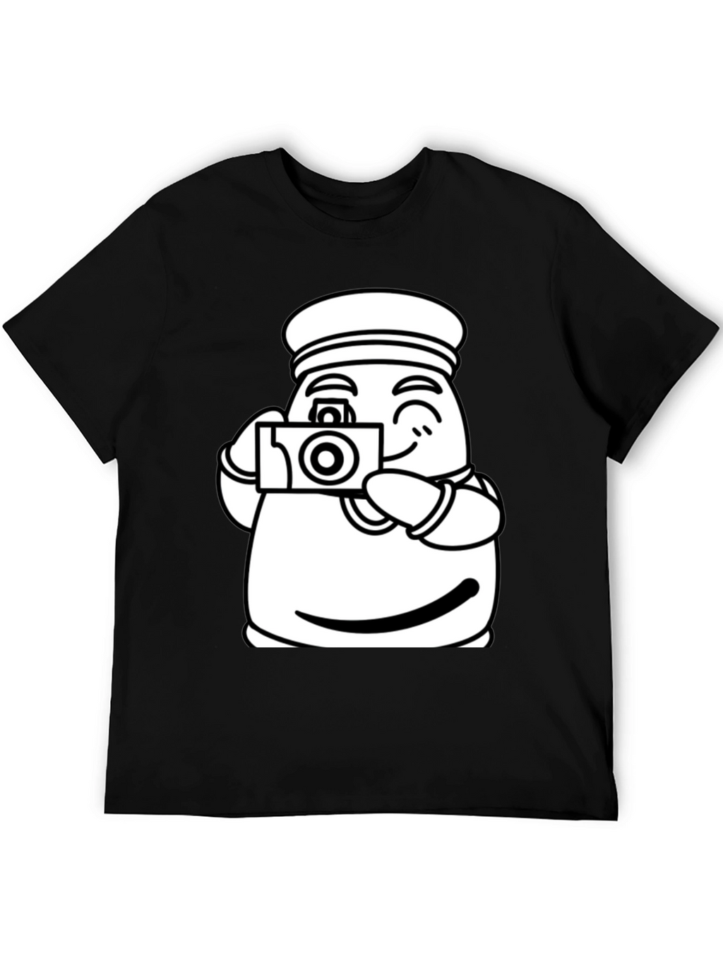 Cartoon Sailor Photographer Black T-Shirt