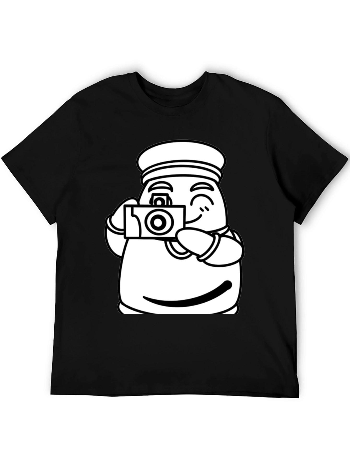 Cartoon Sailor Photographer Black T-Shirt
