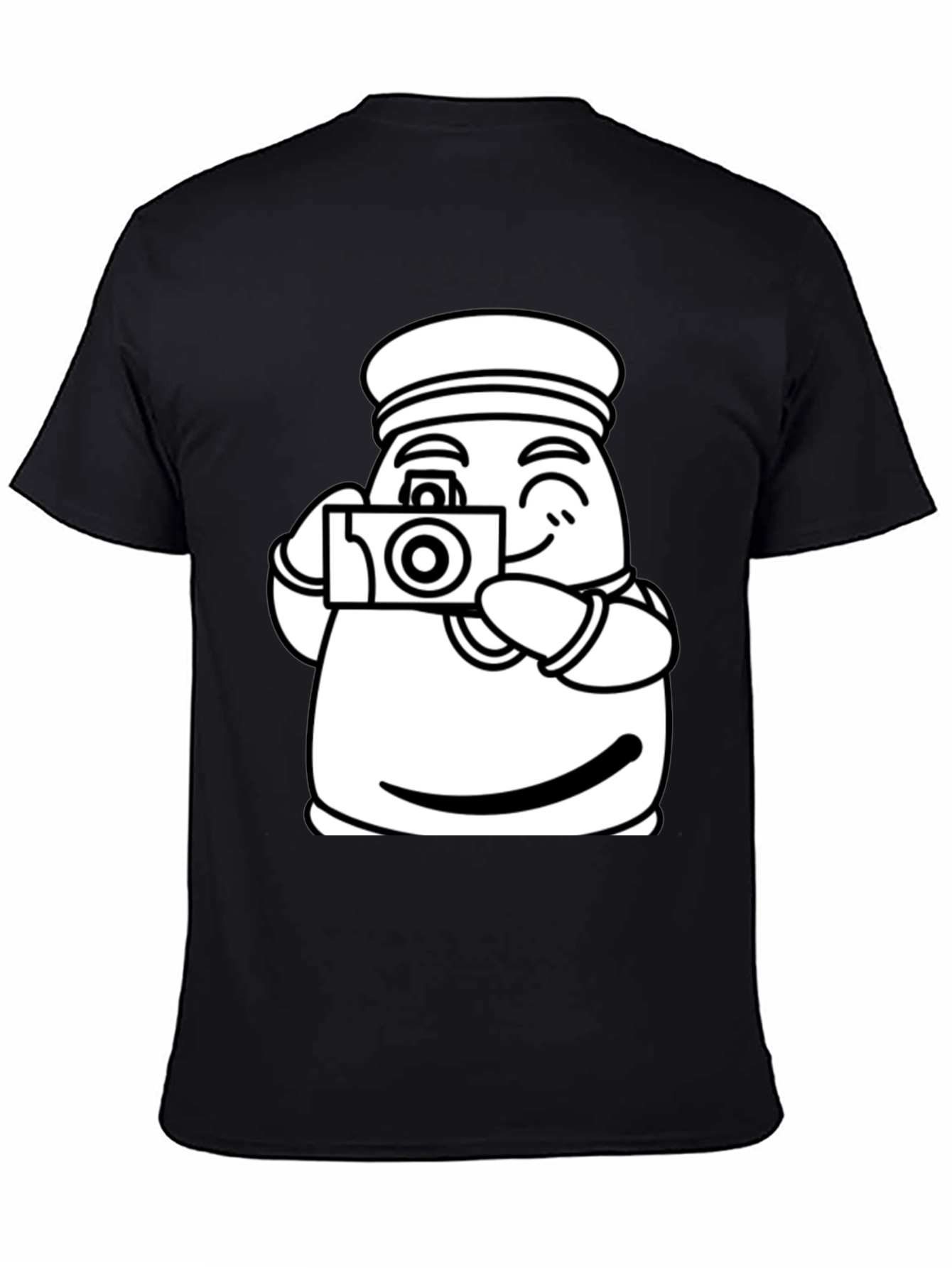 Cartoon Sailor Photographer Black T-Shirt