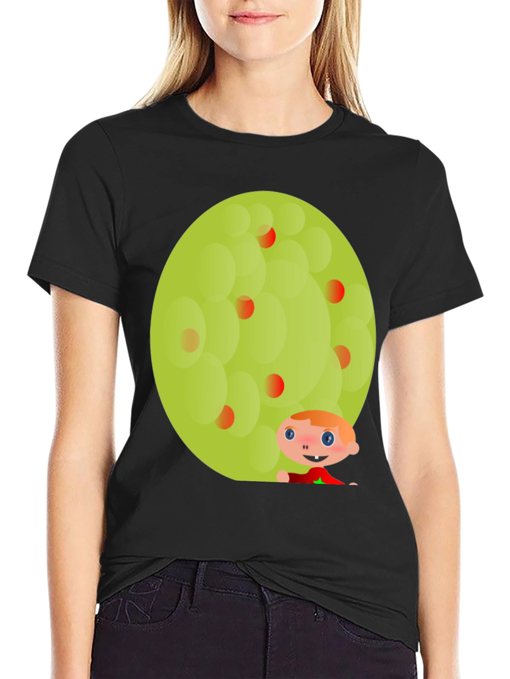Fun Character Graphic Tee - Black