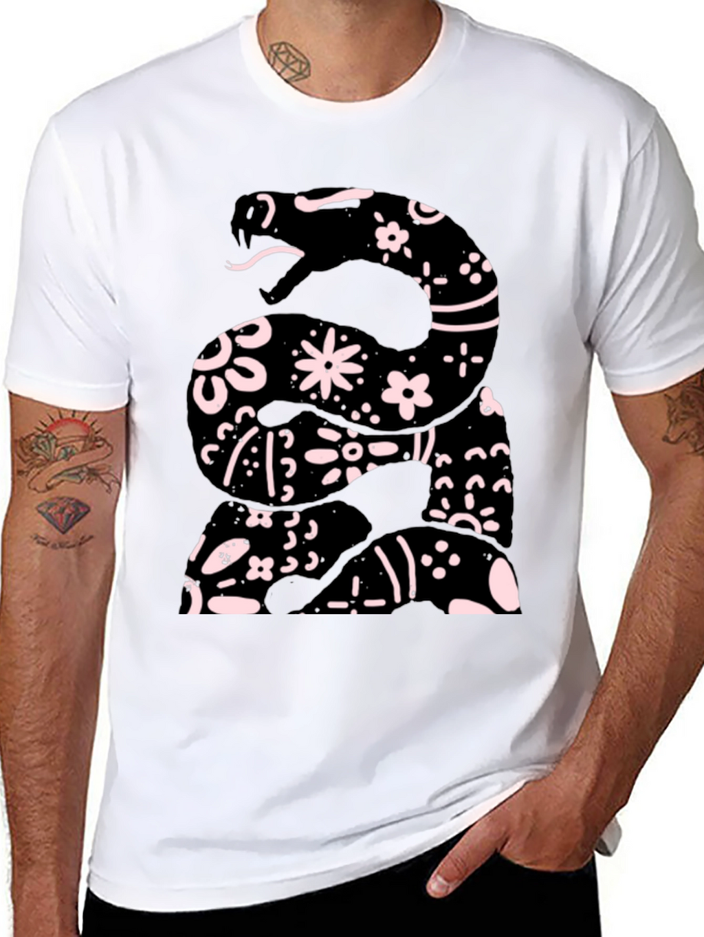 Floral Snake Print Mens Tee