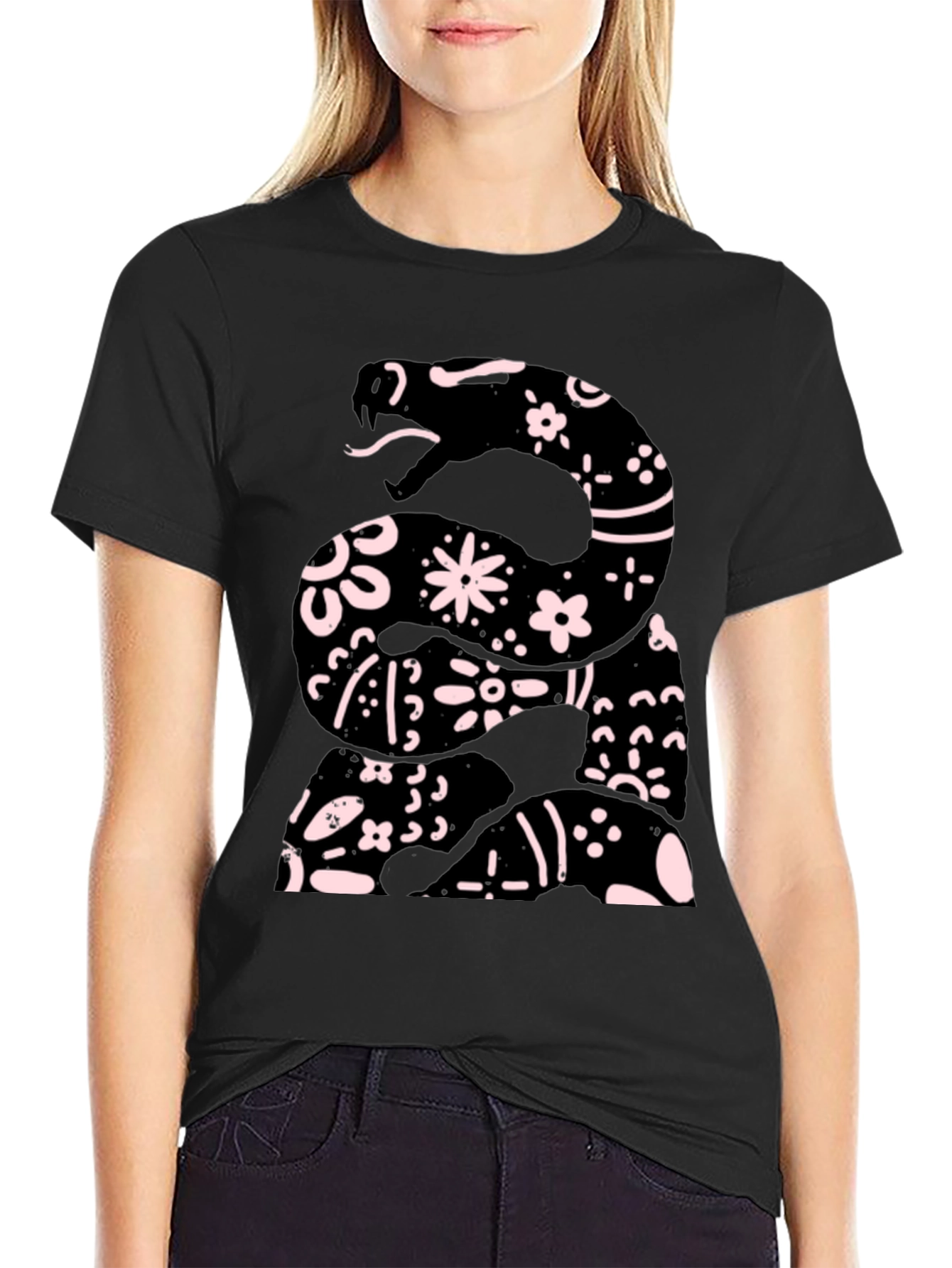 Floral Snake Print Mens Tee