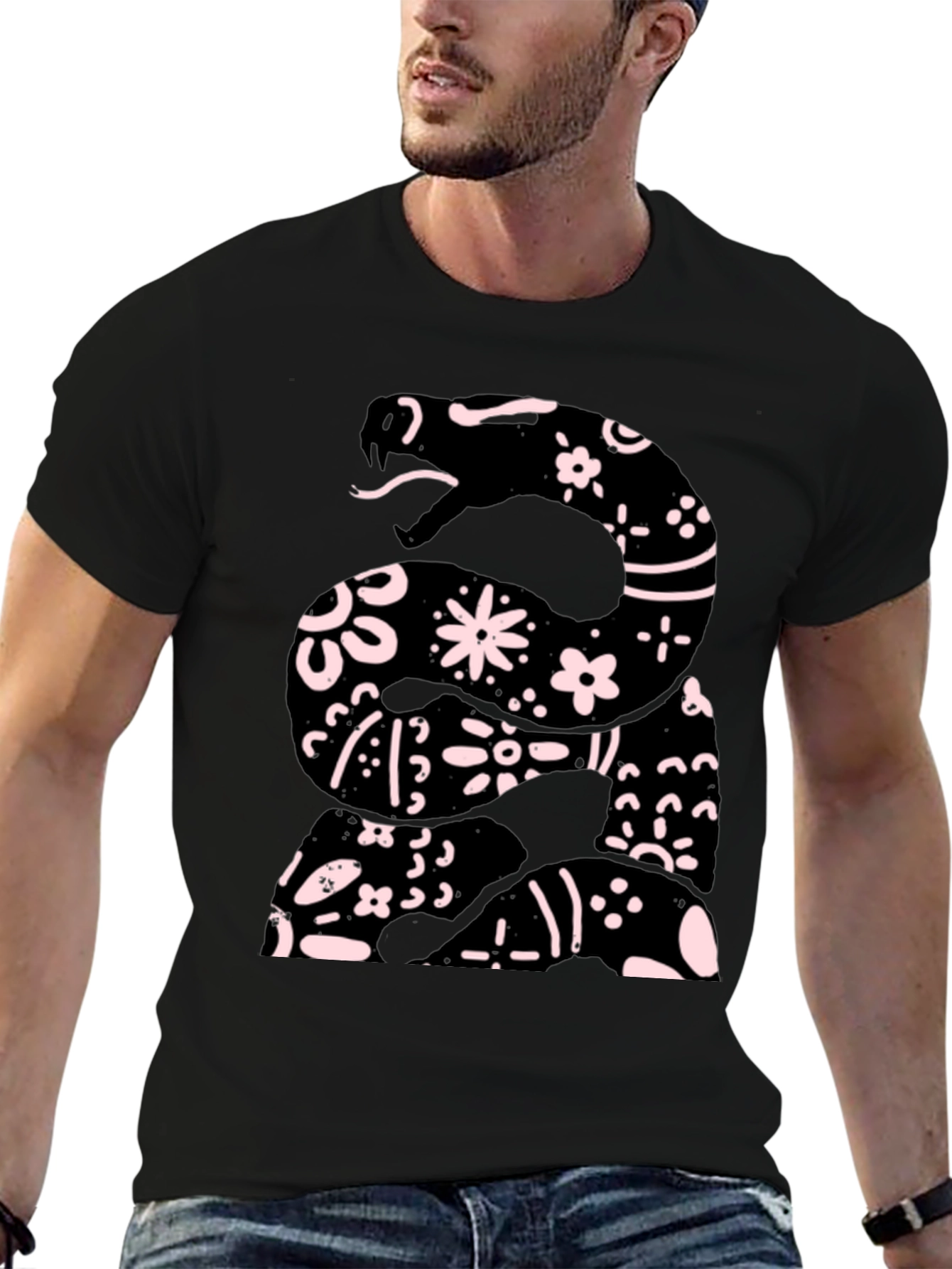 Floral Snake Print Mens Tee