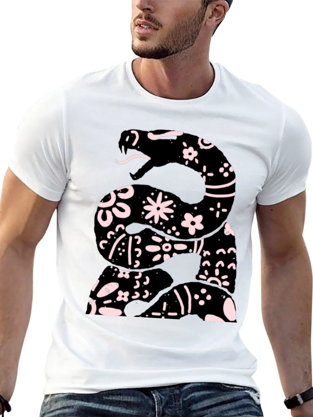 Floral Snake Print Mens Tee