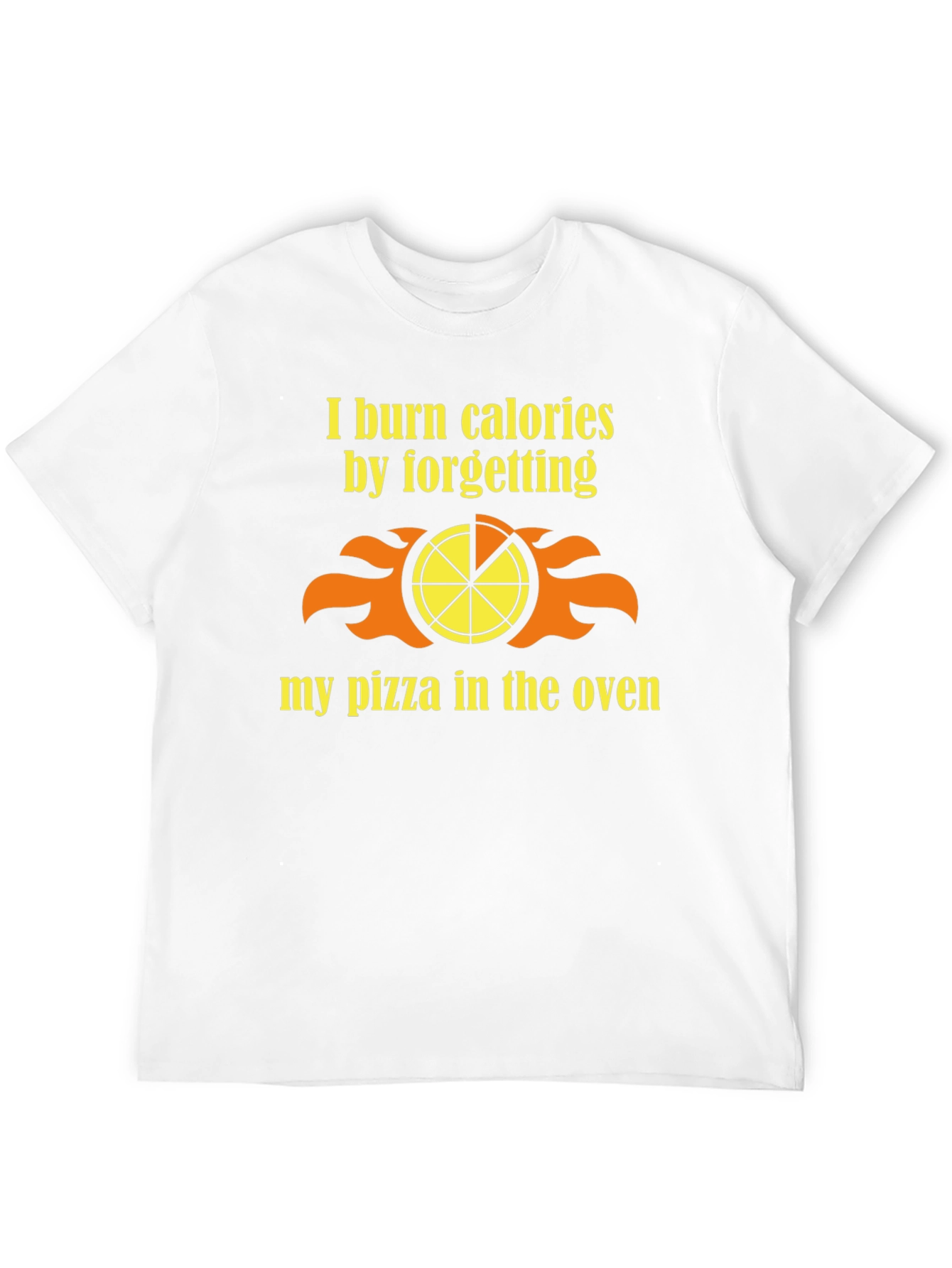 Funny Burned Pizza Calorie Mens Black T-Shirt