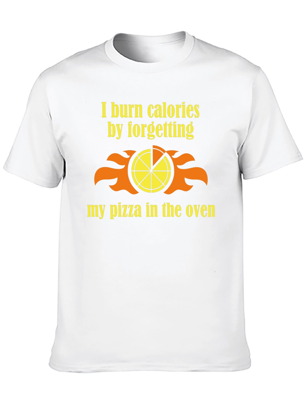 Funny Burned Pizza Calorie Mens Black T-Shirt