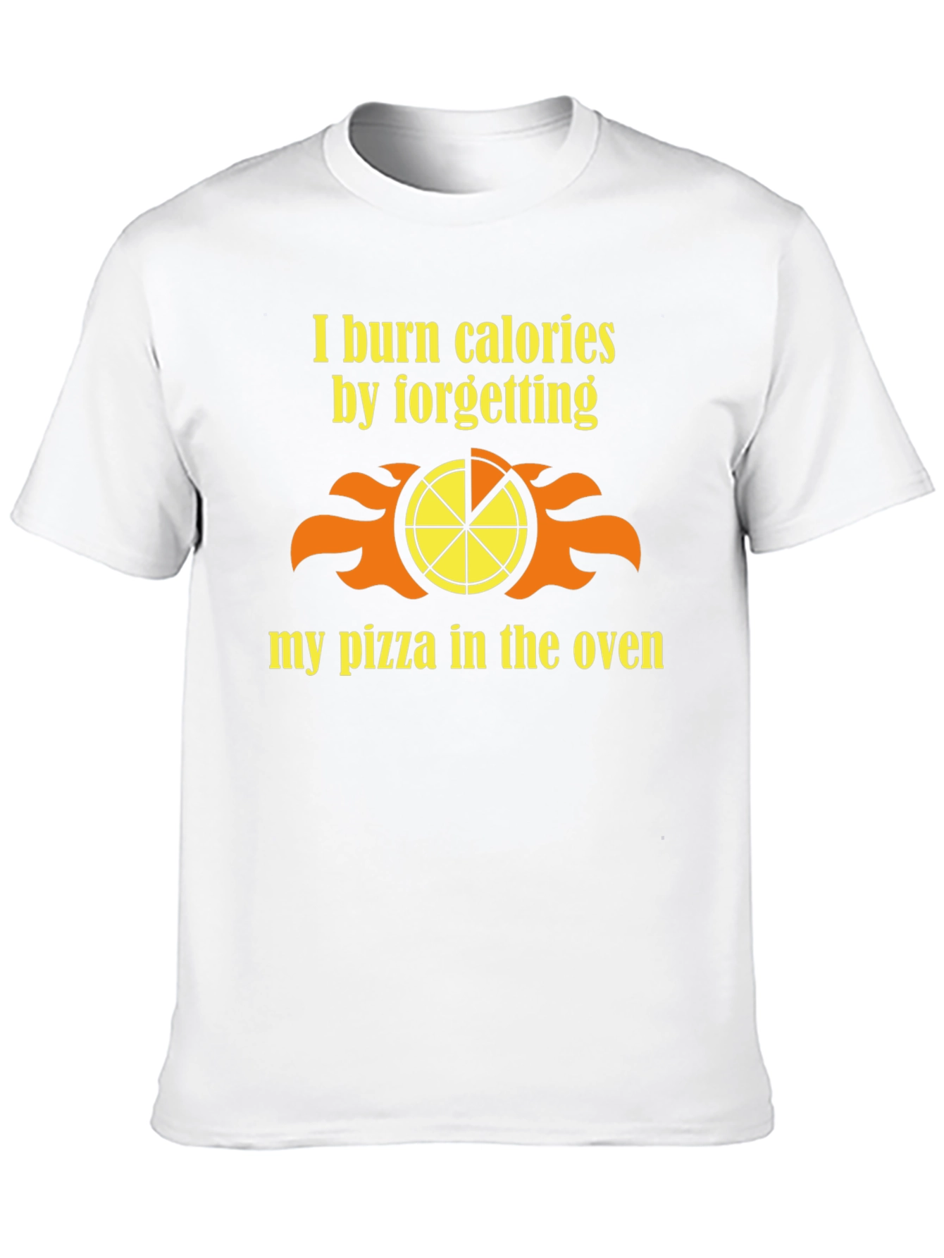 Funny Burned Pizza Calorie Mens Black T-Shirt