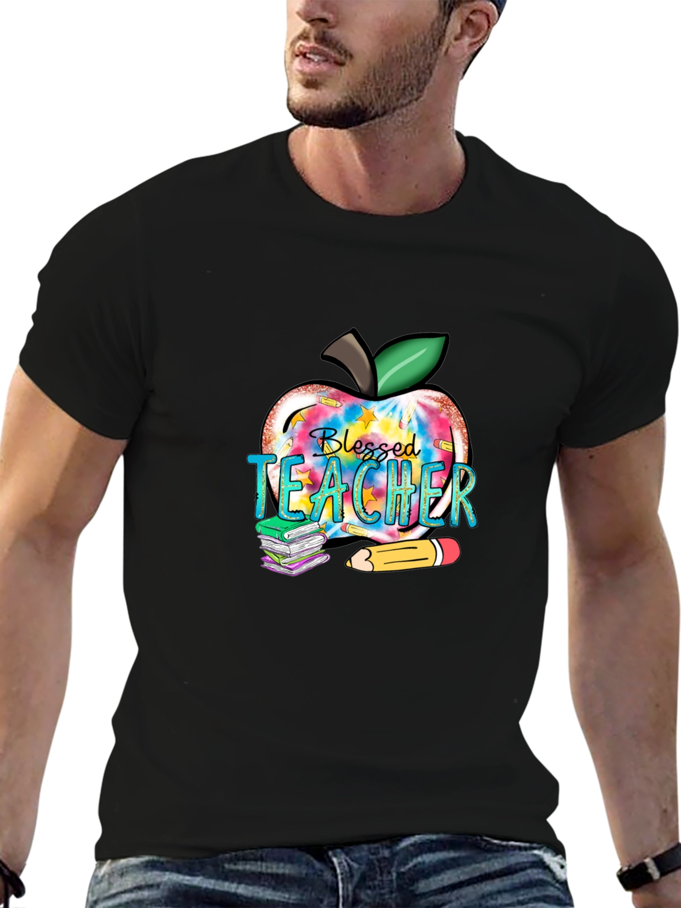 Blessed Teacher Apple Graphic T-Shirt