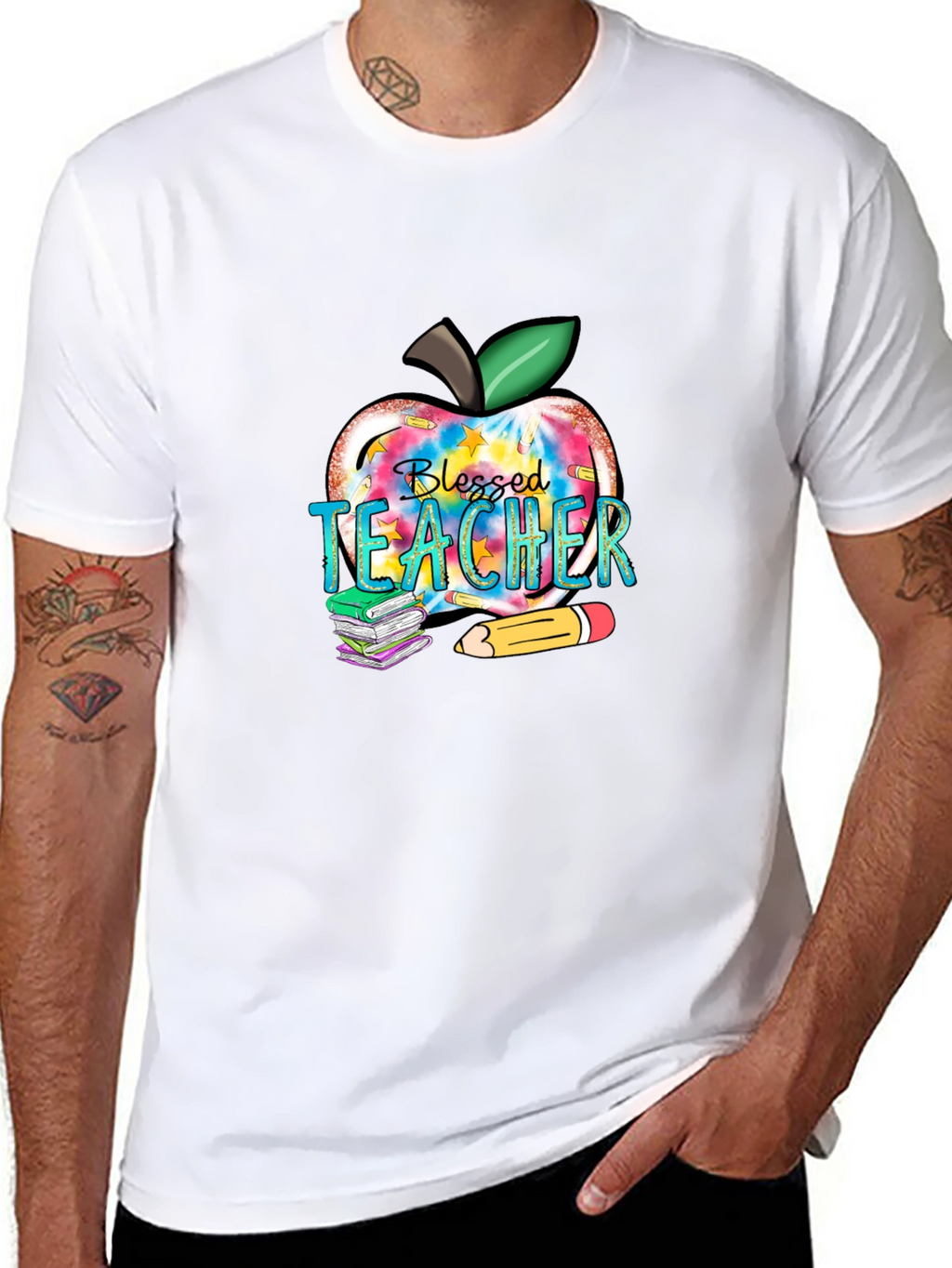 Blessed Teacher Apple Graphic T-Shirt