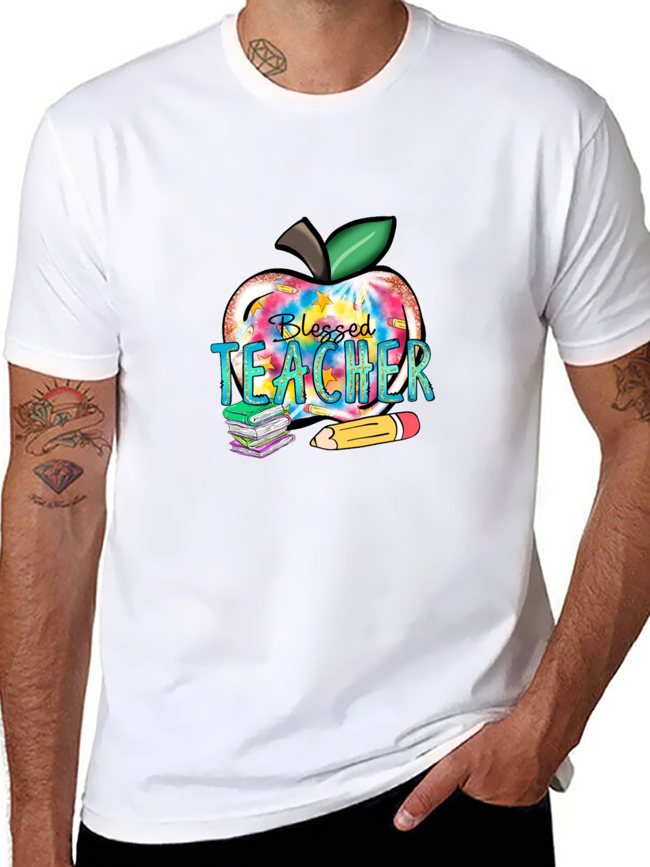 Blessed Teacher Apple Graphic T-Shirt
