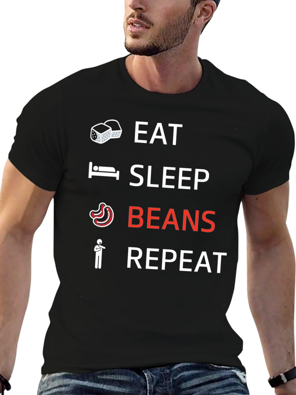 Eat Sleep Beans Repeat Graphic Tee