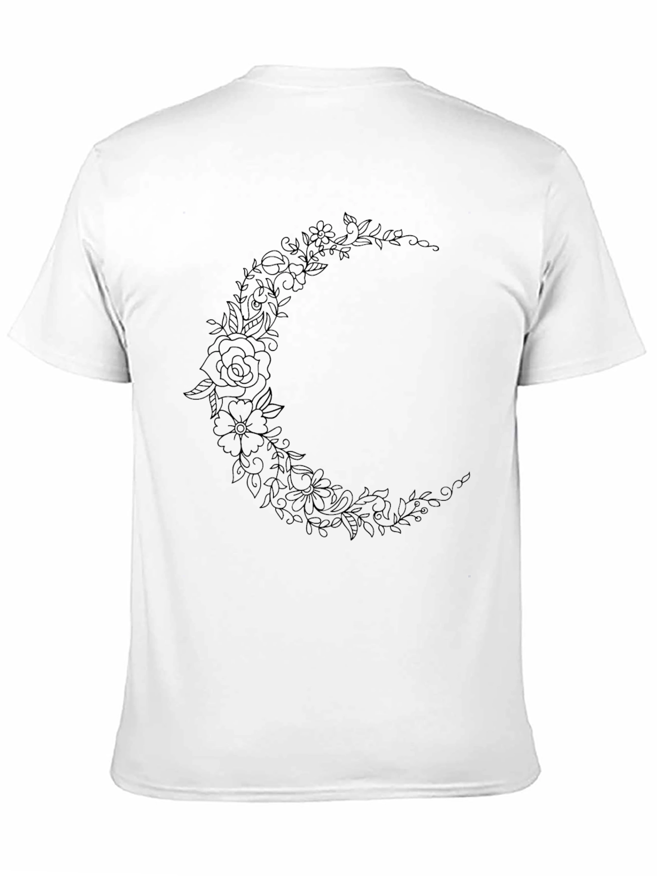 Floral Crescent Moon Black Graphic Tee