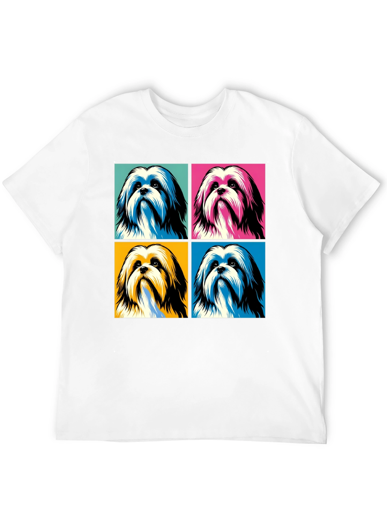 Pop Art Shih Tzu Dog Graphic Black T-Shirt