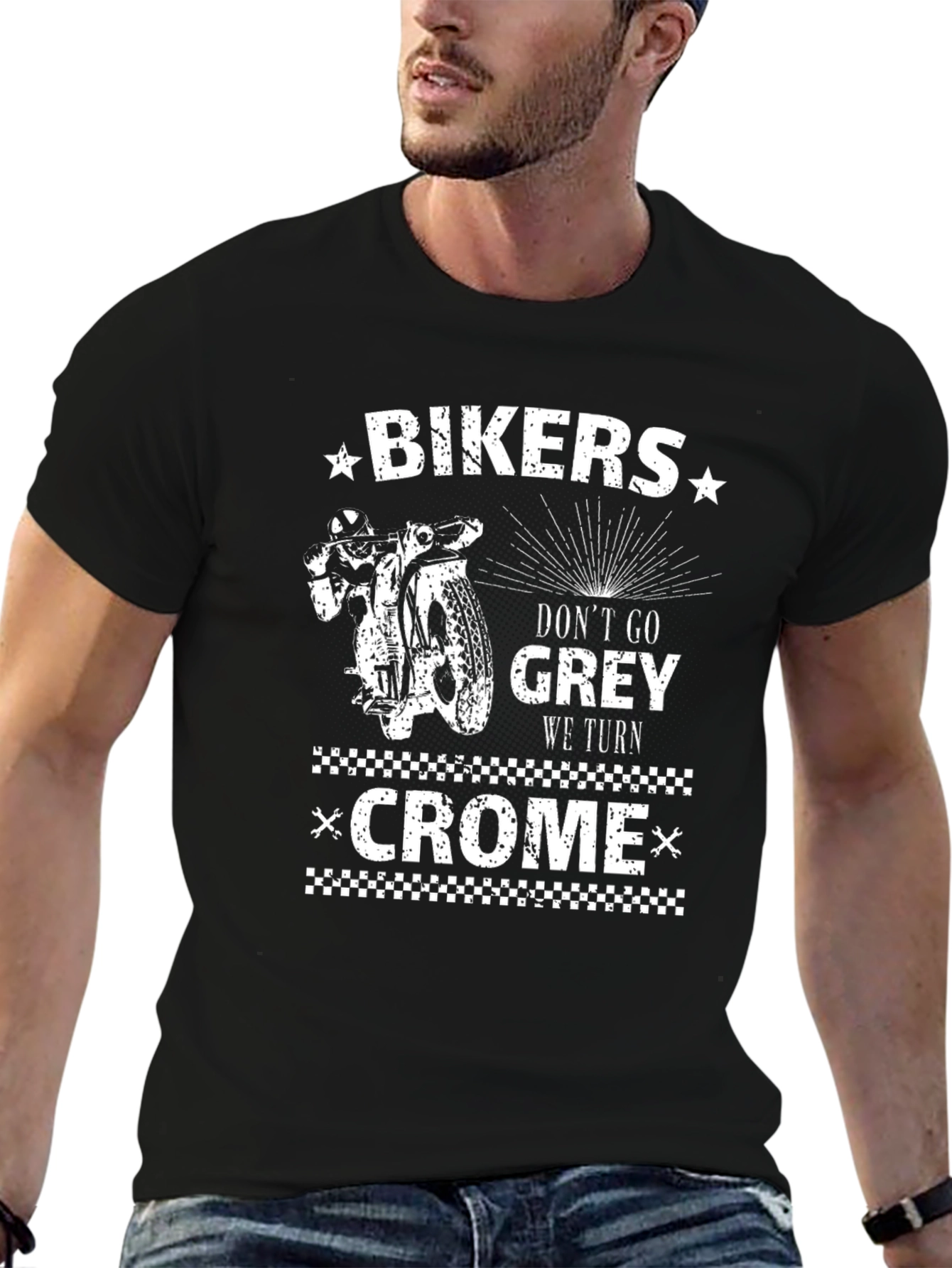 Biker Chrome Graphic Tee - Dont Go Gray!