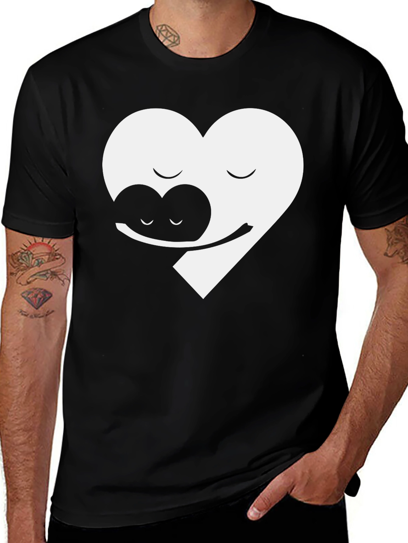 Yin Yang Heart Hug Graphic Tee