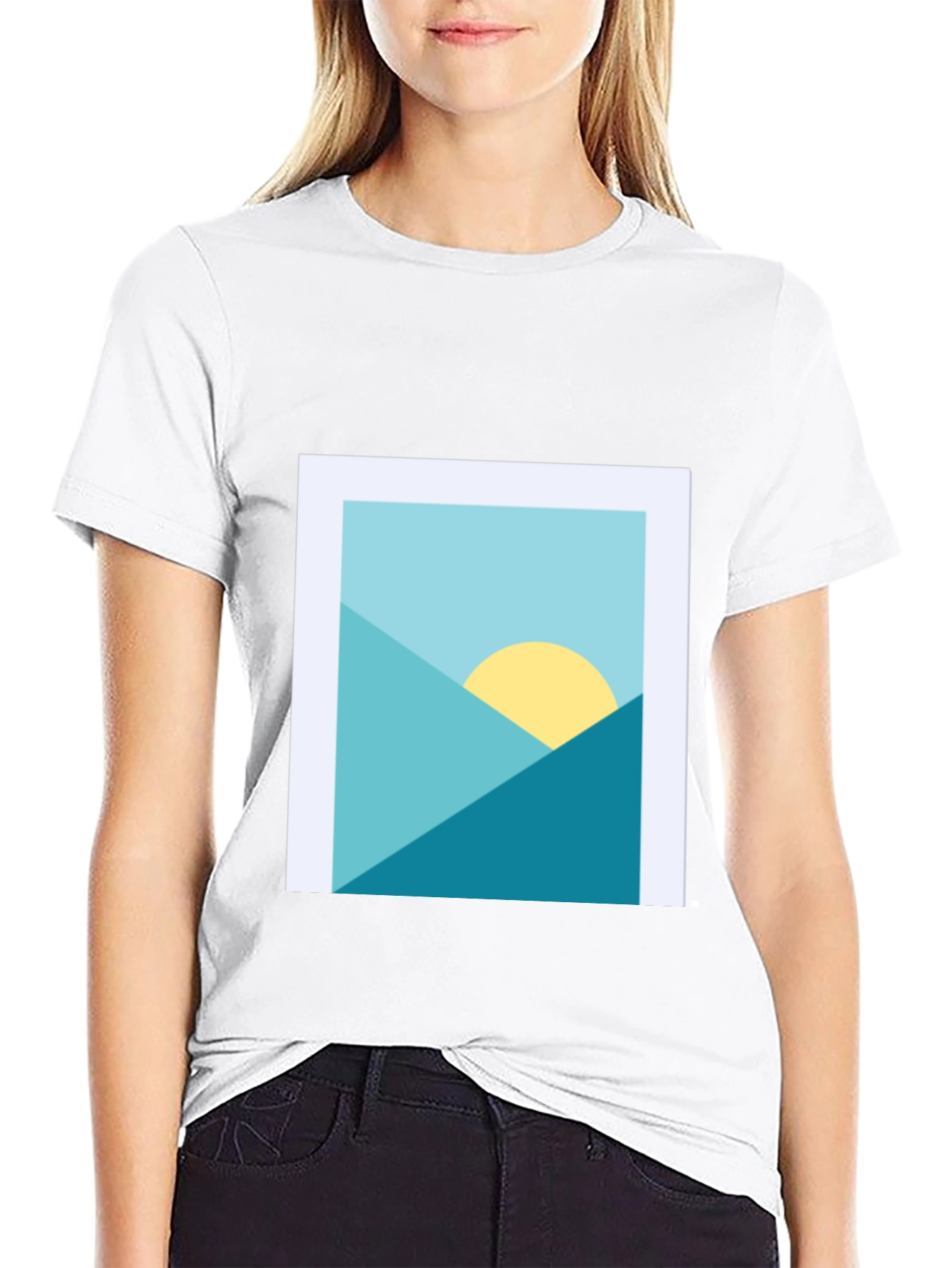 Geometric Landscape Graphic Tee - Modern Art Shirt