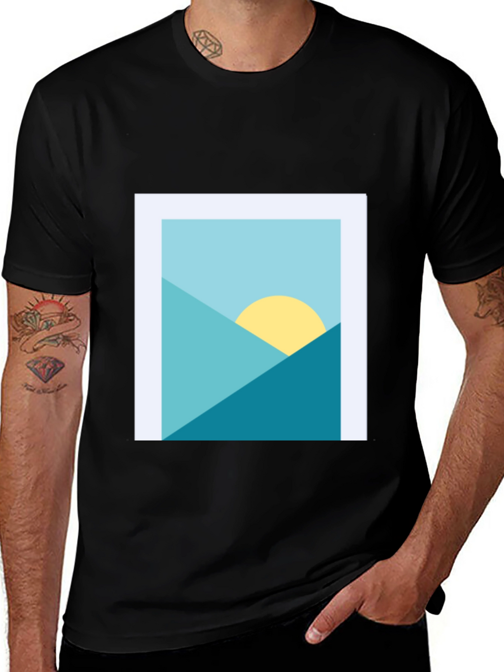 Geometric Landscape Graphic Tee - Modern Art Shirt