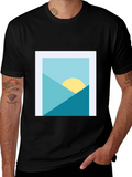 Geometric Landscape Graphic Tee - Modern Art Shirt