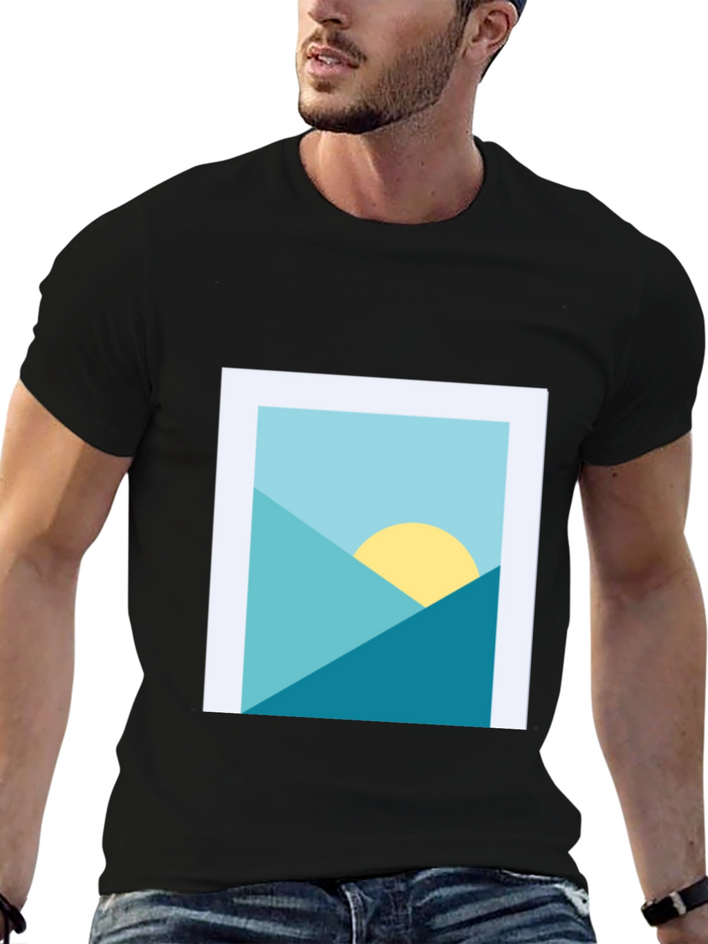 Geometric Landscape Graphic Tee - Modern Art Shirt